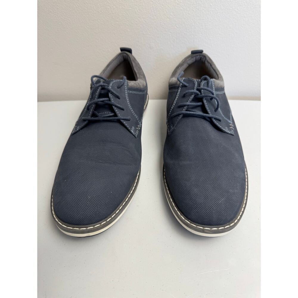 EUC WINSLOW PLAIN TOE MEN'S SHOES 11.5M GRAY BLUE LEATHER JOHNSTON MURPHY - Picture 3 of 9